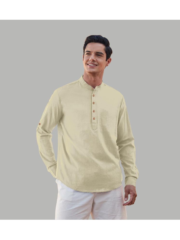     			TrendiVastra Beige Cotton Blend Men's Shirt Style Kurta ( Pack of 1 )