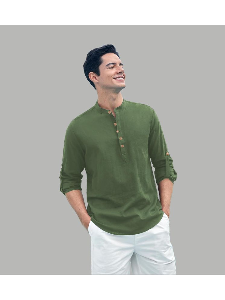     			TrendiVastra Light Green Cotton Blend Men's Shirt Style Kurta ( Pack of 1 )