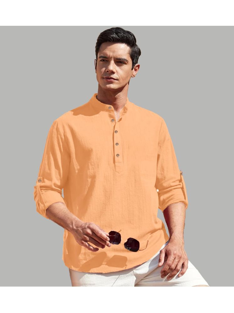     			TrendiVastra Orange Cotton Blend Men's Shirt Style Kurta ( Pack of 1 )