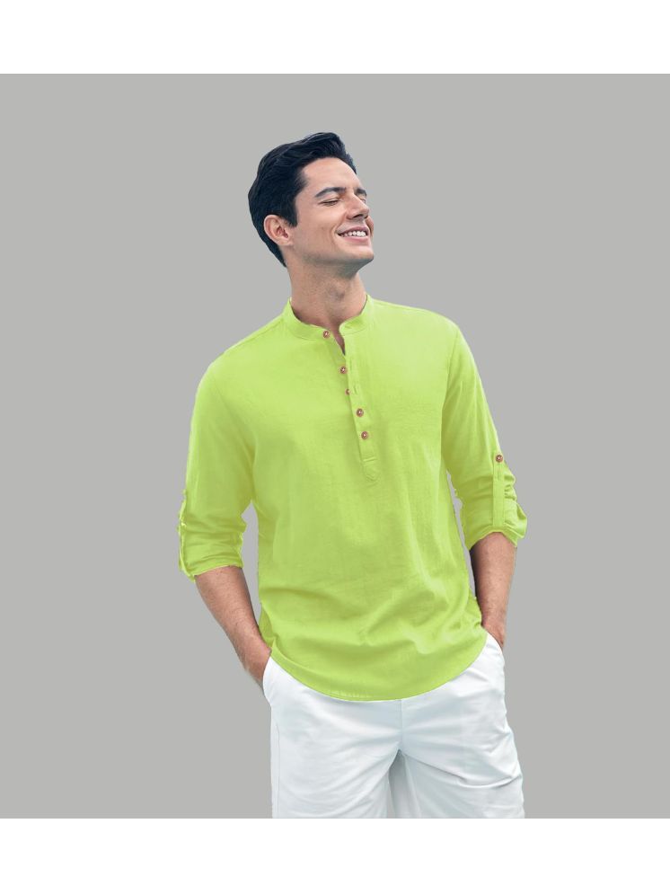     			TrendiVastra Sea Green Cotton Blend Men's Shirt Style Kurta ( Pack of 1 )