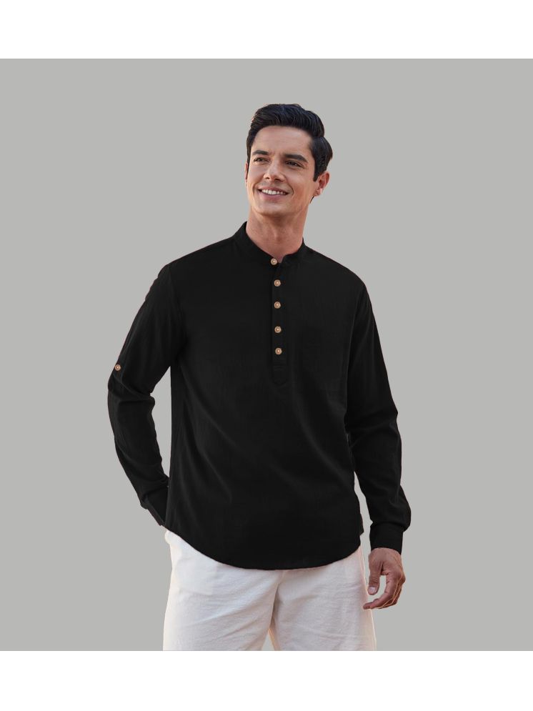     			UNI VIBE Black Cotton Blend Men's Shirt Style Kurta ( Pack of 1 )