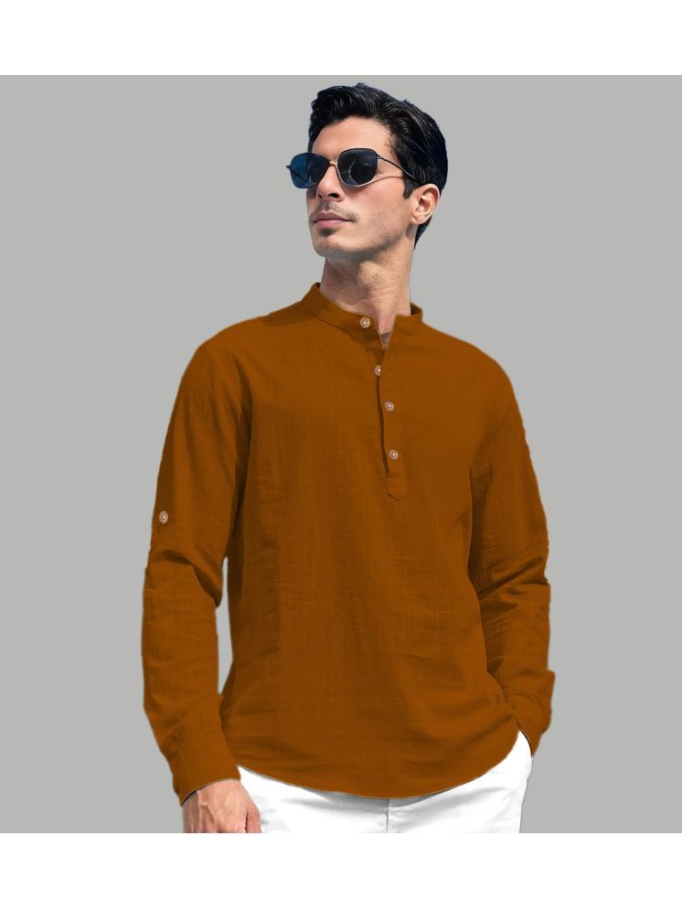     			UNI VIBE Gold Cotton Blend Men's Shirt Style Kurta ( Pack of 1 )