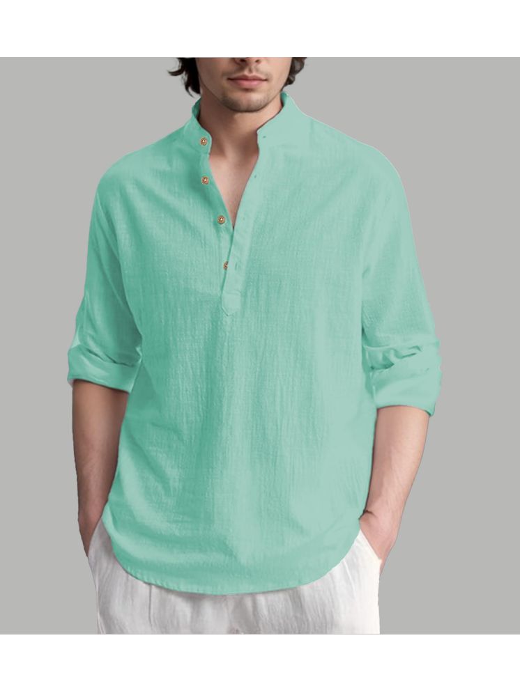     			UNI VIBE Light Blue Cotton Blend Men's Shirt Style Kurta ( Pack of 1 )