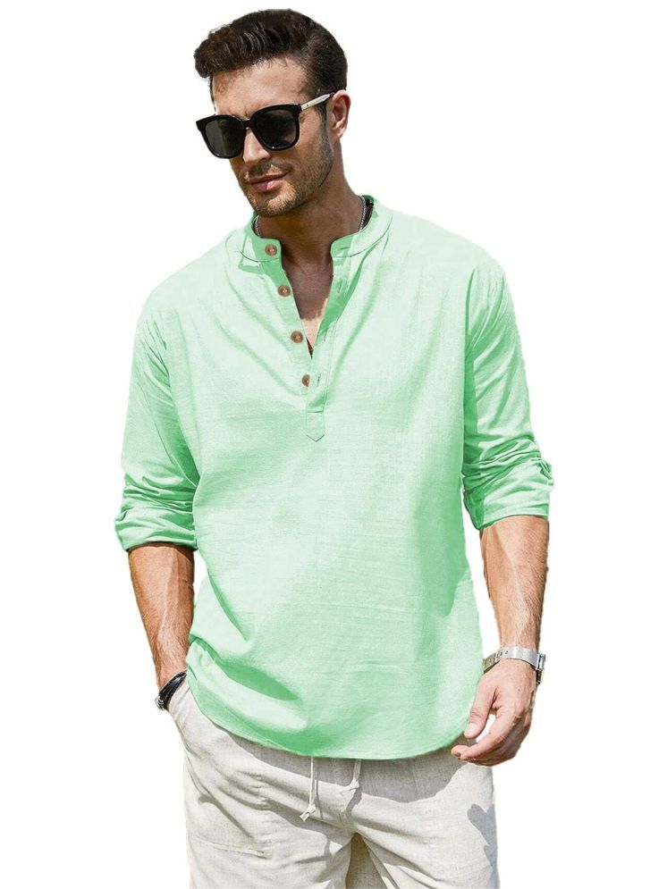     			UNI VIBE Lime Green Cotton Men's Shirt Style Kurta ( Pack of 1 )