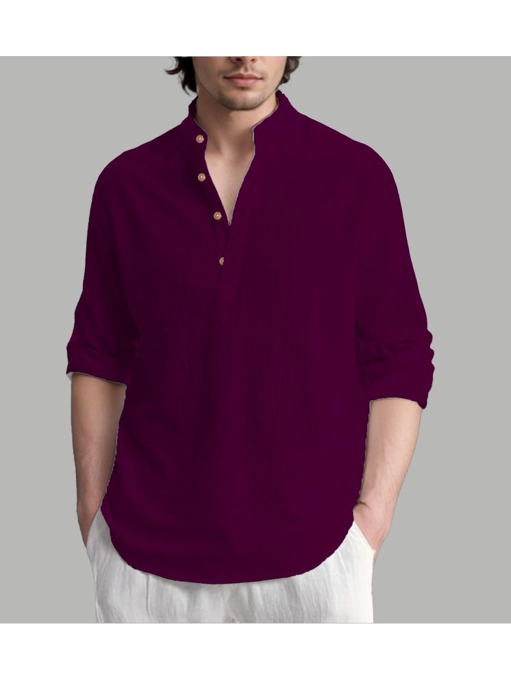     			UNI VIBE Magenta Cotton Blend Men's Shirt Style Kurta ( Pack of 1 )