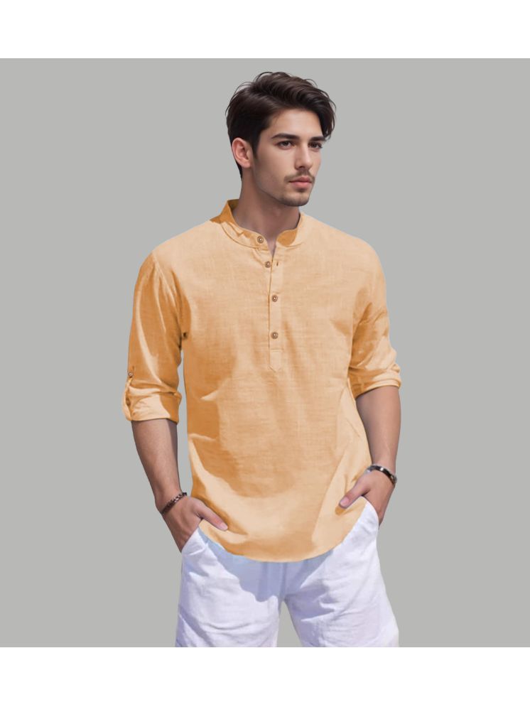     			UNI VIBE Orange Cotton Blend Men's Shirt Style Kurta ( Pack of 1 )