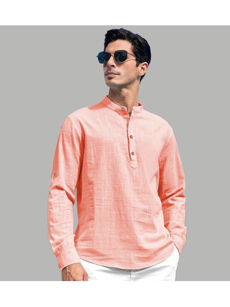     			UNI VIBE Peach Cotton Blend Men's Shirt Style Kurta ( Pack of 1 )