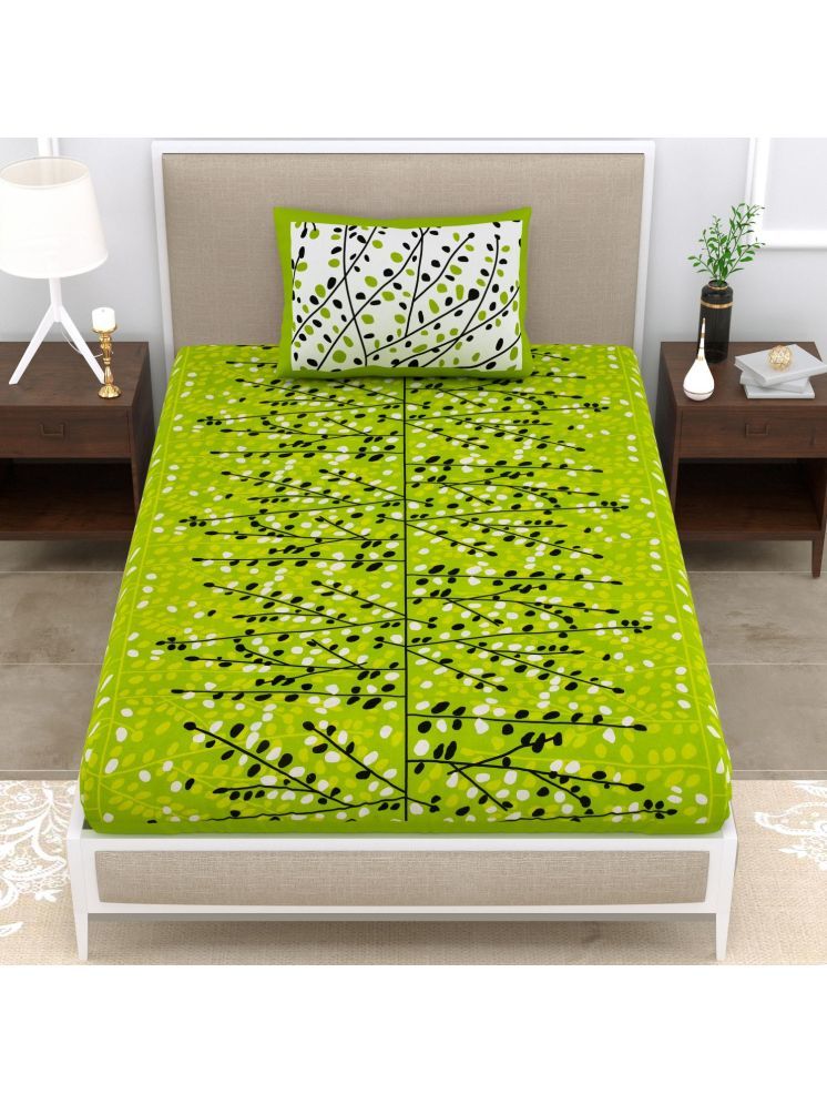     			Uniqchoice Cotton 1 Single Bedsheet with 1 Pillow Cover ( Green )