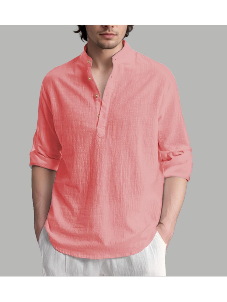     			Vida Loca Peach Cotton Blend Men's Shirt Style Kurta ( Pack of 1 )