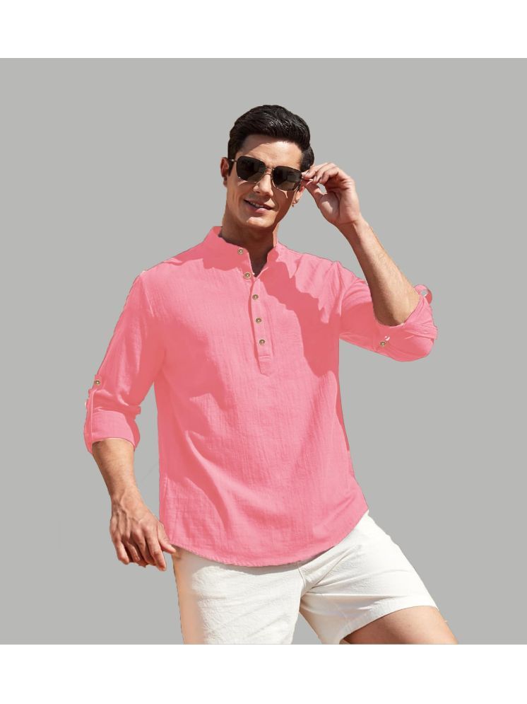     			Vida Loca Peach Cotton Blend Men's Shirt Style Kurta ( Pack of 1 )