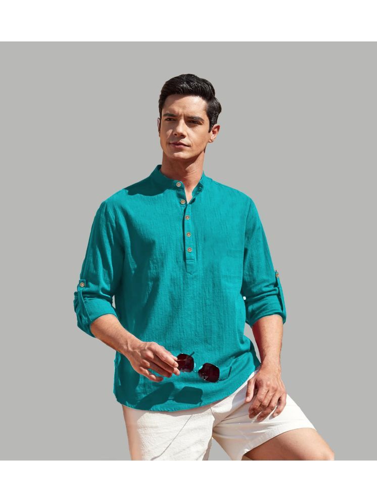     			Vida Loca Turquoise Cotton Blend Men's Shirt Style Kurta ( Pack of 1 )