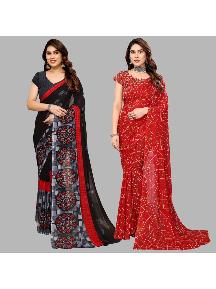     			ANAND SAREES Pack of 2 Georgette Printed Saree With Blouse Piece ( Multicolor )