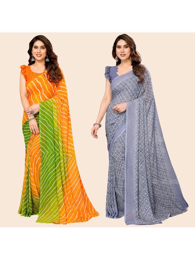     			ANAND SAREES Pack of 2 Georgette Printed Saree With Blouse Piece ( Multicolor )