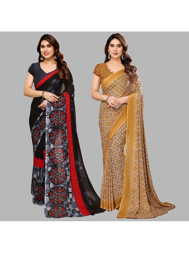     			ANAND SAREES Pack of 2 Georgette Printed Saree With Blouse Piece ( Multicolor )