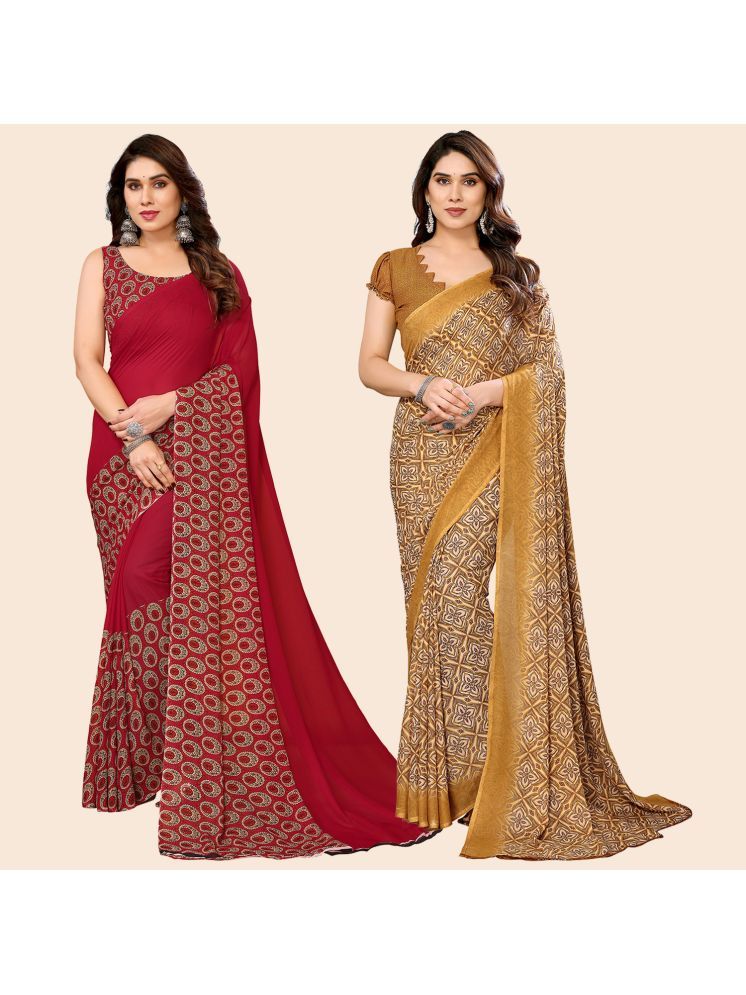     			ANAND SAREES Pack of 2 Georgette Printed Saree With Blouse Piece ( Multicolor )