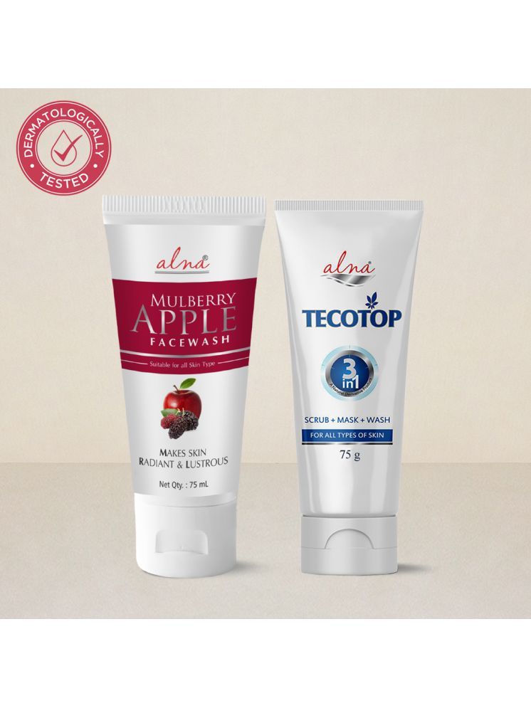     			Alna Mulberry Apple Face Wash with Tecotop 3 in 1 |Scrub+ Mask+ Wash| 75ml Each , Pack of 2