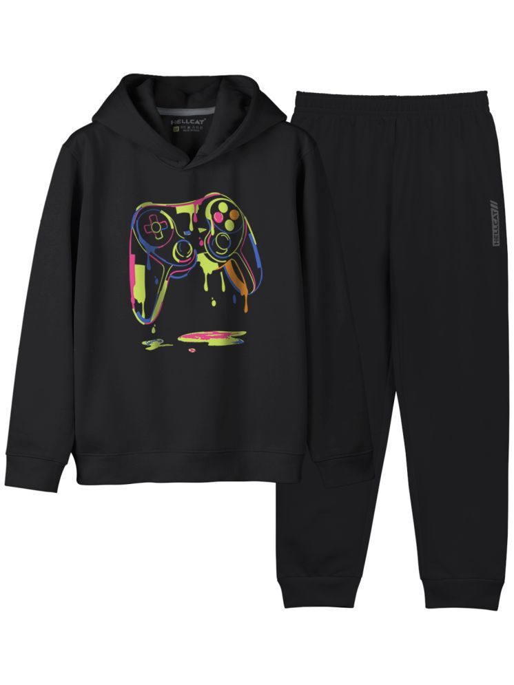     			HELLCAT Pack of 1 Girls Cotton Blend Top With Jogger Set ( Black )