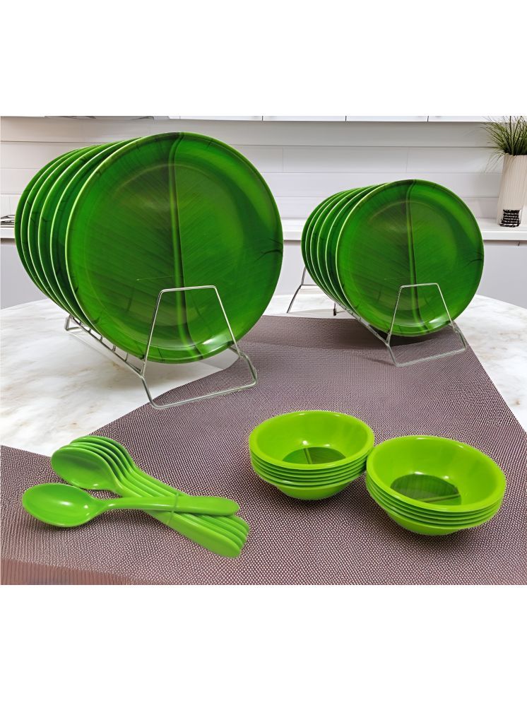     			Inpro Banana Leaf Printed Melamine Dinner Set ( Pack of 24 ) Green