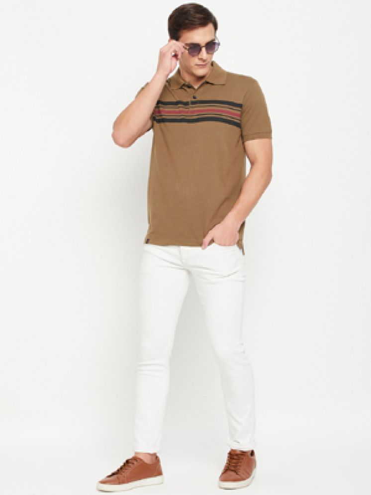     			Promount Pack of 1 Cotton Blend Regular Fit Striped Half Sleeves Men's Polo T Shirt ( Coffee )