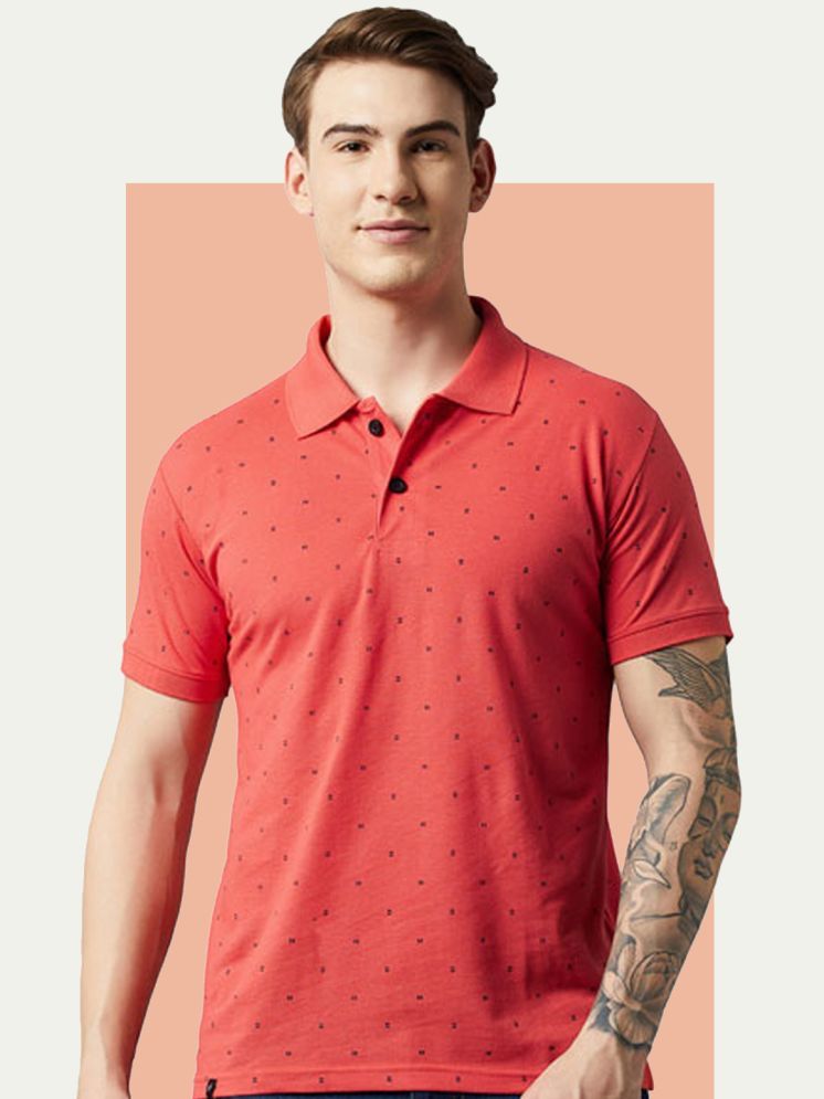     			Promount Pack of 1 Cotton Blend Regular Fit Printed Half Sleeves Men's Polo T Shirt ( Coral )