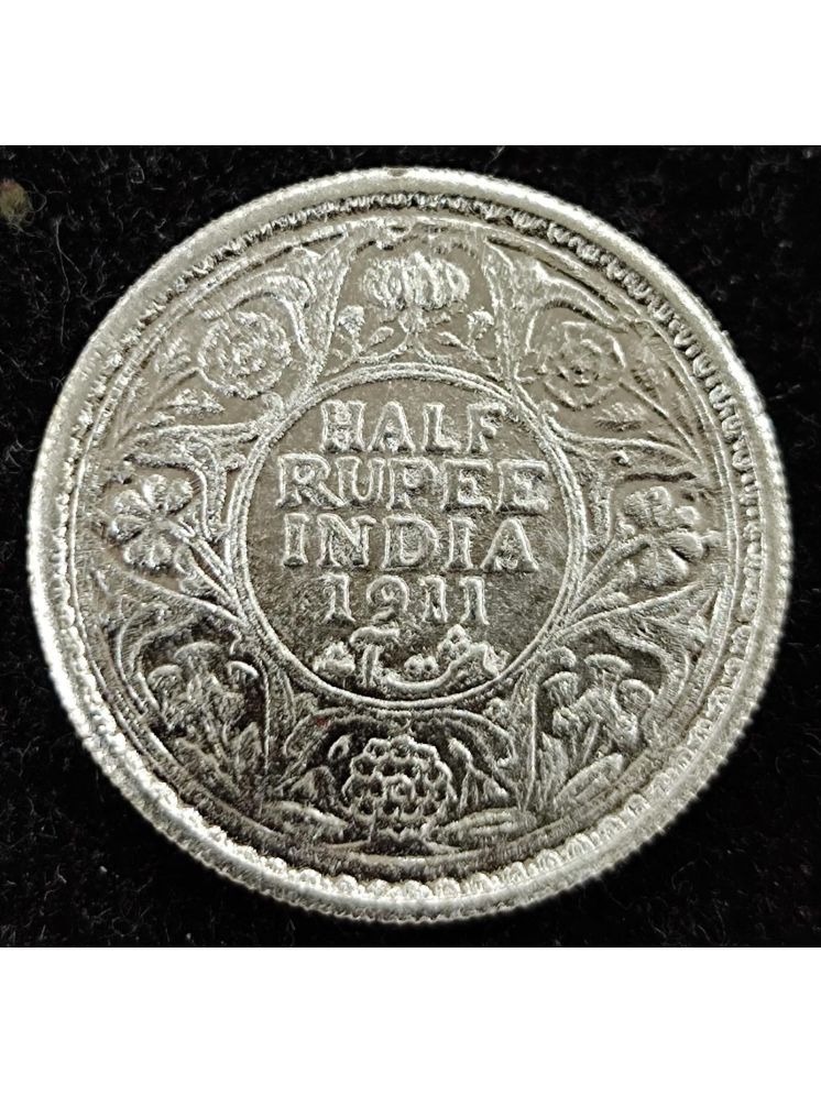     			1911 HALF RUPEES BRITISH INDIA GEORGE V  RARE COIN