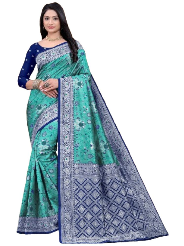     			INDIAN SILKS Pack of 1 Art Silk Printed Saree With Blouse Piece ( Rama )