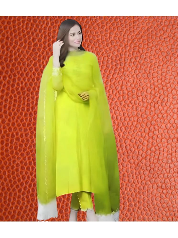     			RUTSH CREATION Cotton Solid Kurti With Pants Women's Stitched Salwar Suit - Lime Green ( Pack of 1 )