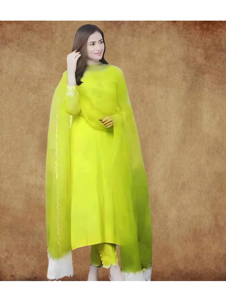     			RUTSH CREATION Cotton Solid Kurti With Pants Women's Stitched Salwar Suit - Lime Green ( Pack of 1 )