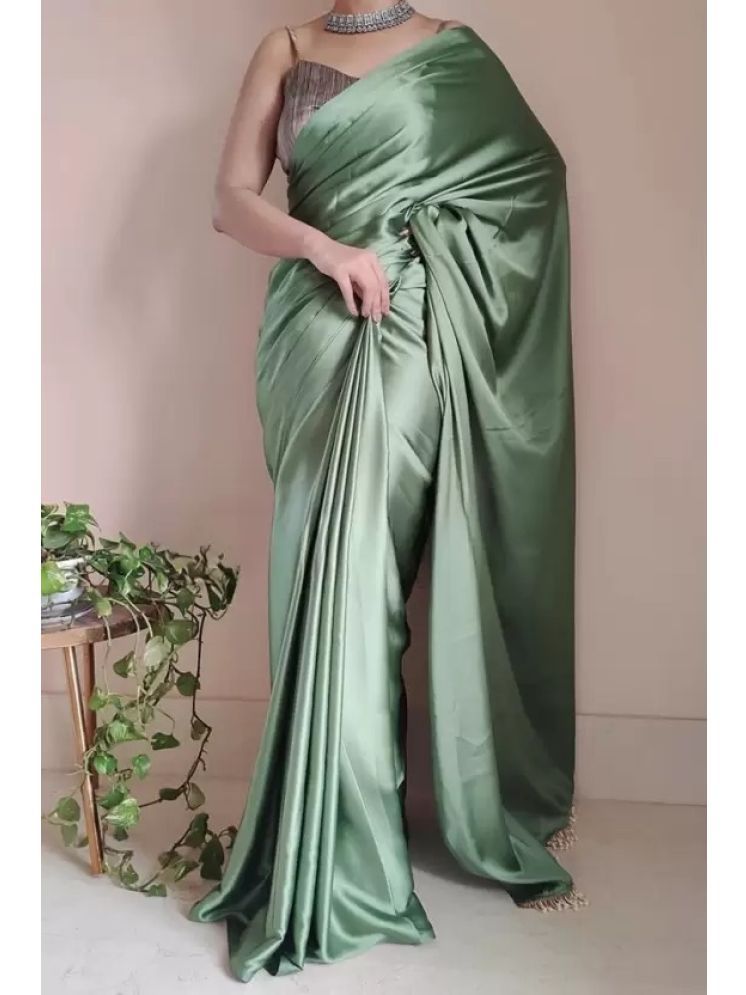     			Samai Pack of 1 Satin Solid Saree With Blouse Piece ( Sea Green )