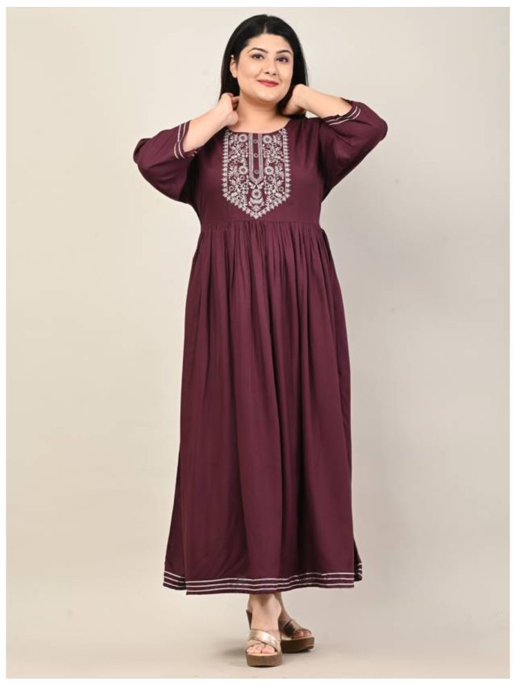     			Swasti Purple Flared Cotton Blend Women's Stitched Ethnic Gown ( Pack of 1 )