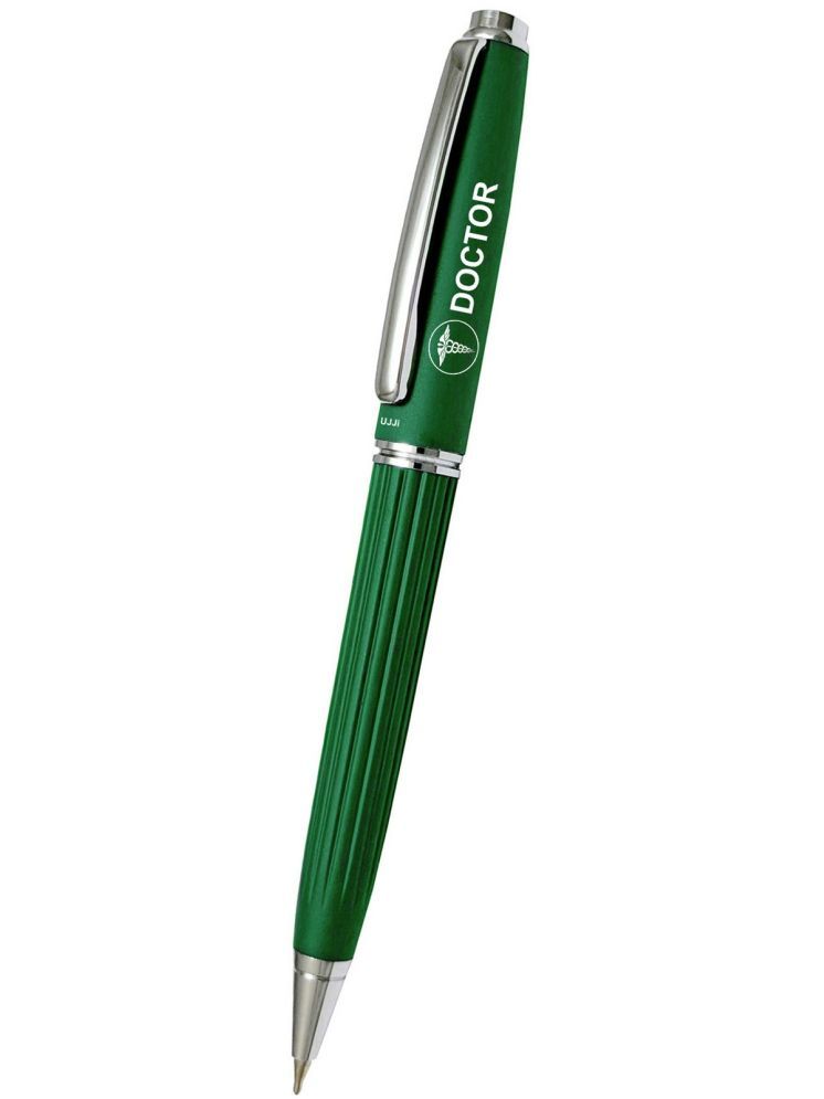     			UJJi Doctor Logo Lining Pattern Body Design Green Colour Metal Ball Pen