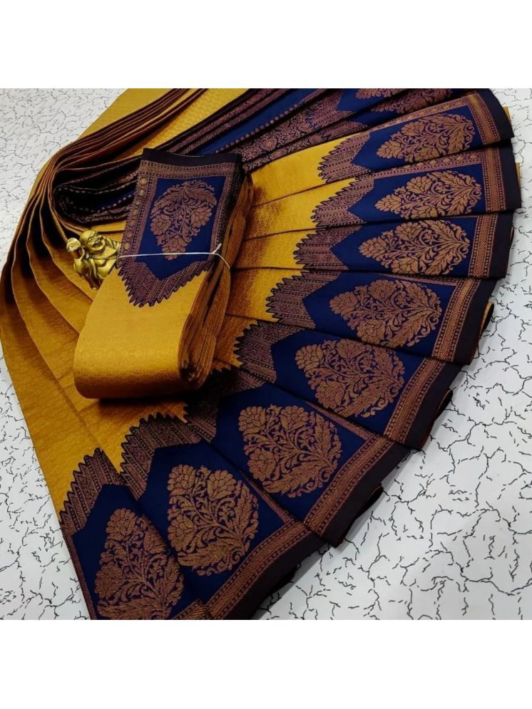     			fab woven Pack of 1 Art Silk Woven Saree With Blouse Piece ( Mustard )