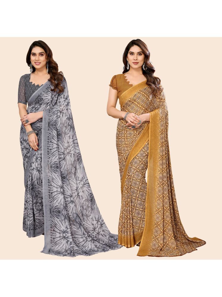     			ANAND SAREES Pack of 2 Georgette Printed Saree With Blouse Piece ( Multicolor )