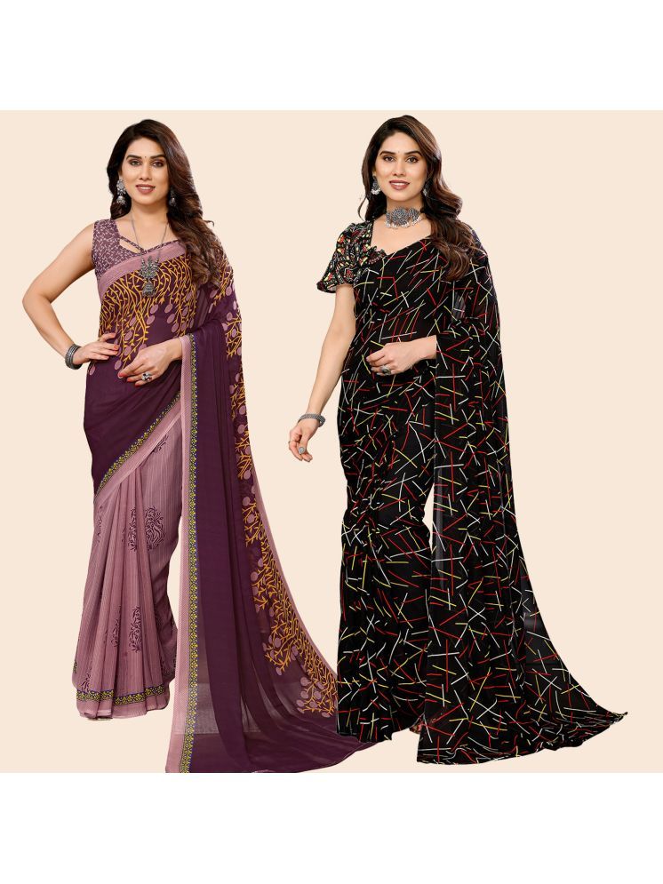     			ANAND SAREES Pack of 2 Georgette Printed Saree With Blouse Piece ( Multicolor )