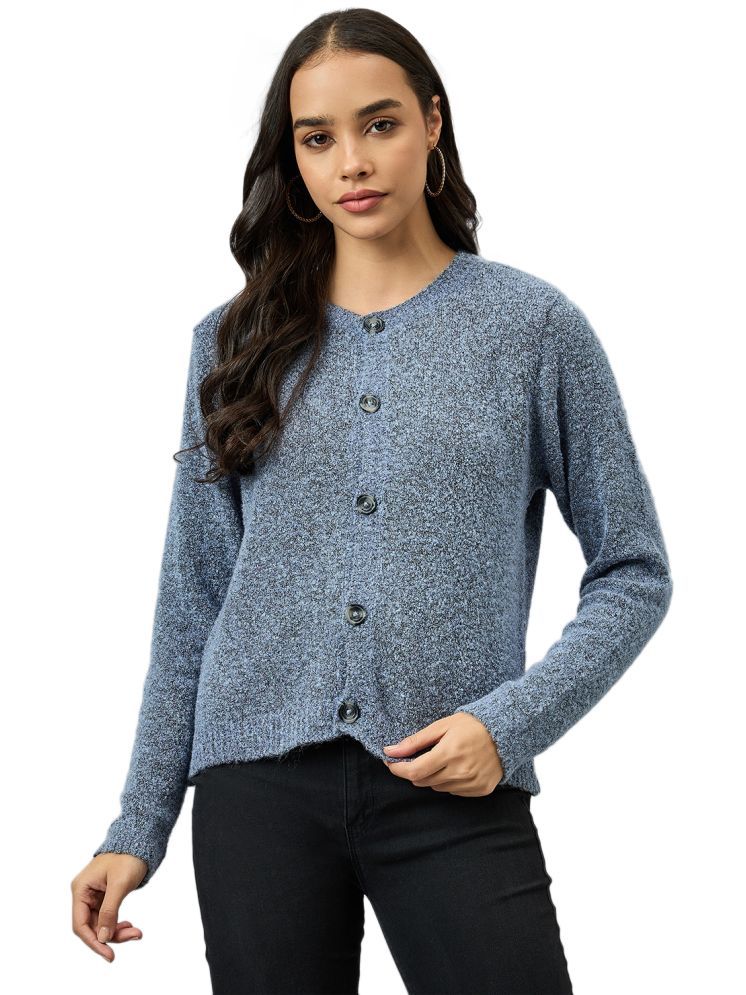     			Club York Acrylic Round Neck Women's Buttoned Cardigans - Blue ( )