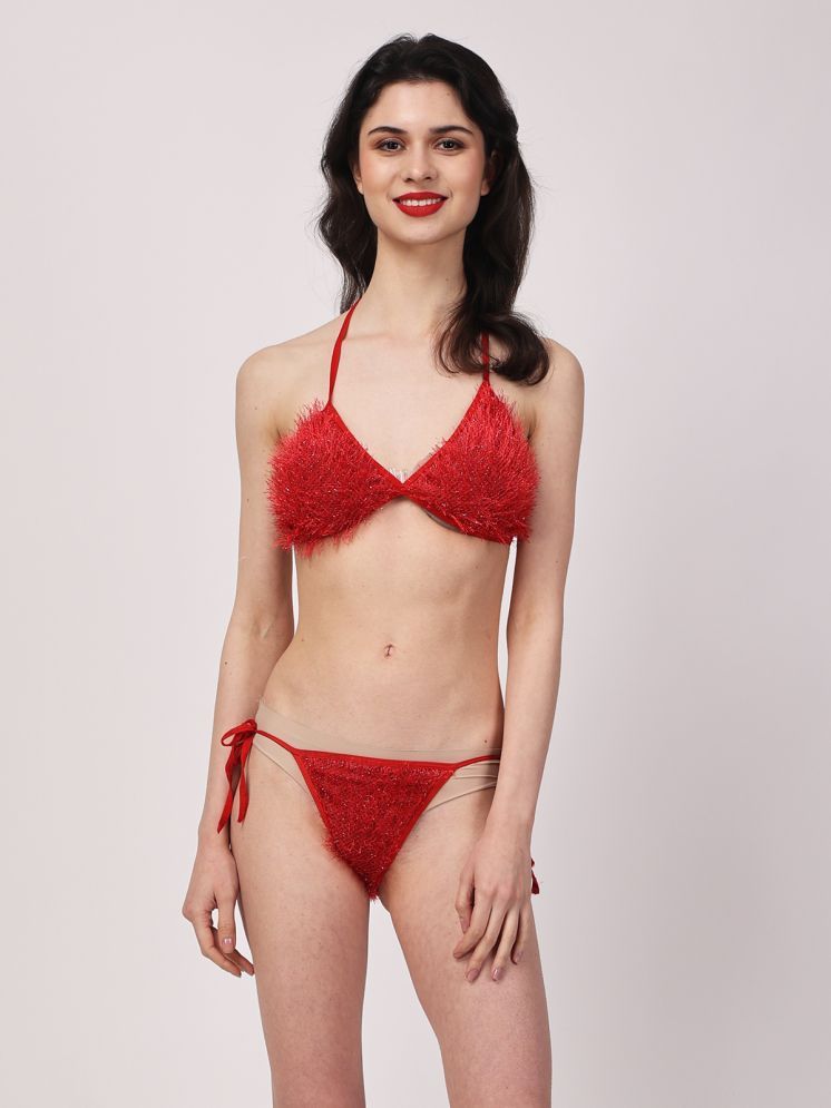     			Finian Pack of 1 Polyester Bra & Panty Set For Women ( Red )