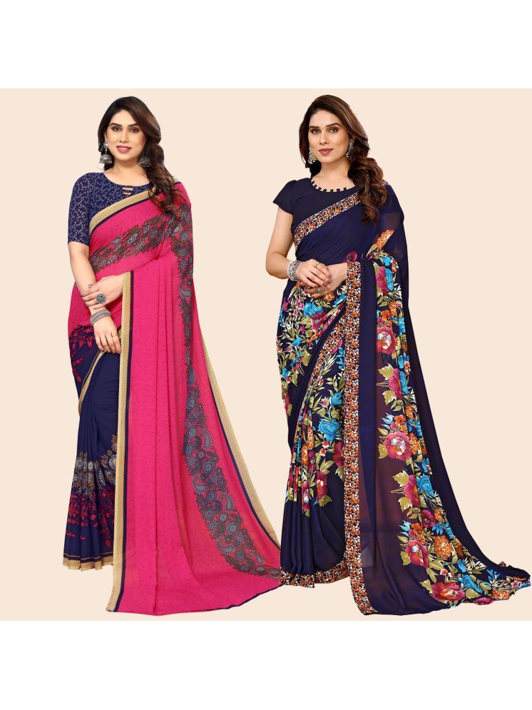     			Kashvi Sarees Pack of 2 Georgette Printed Saree With Blouse Piece ( Multicolor )