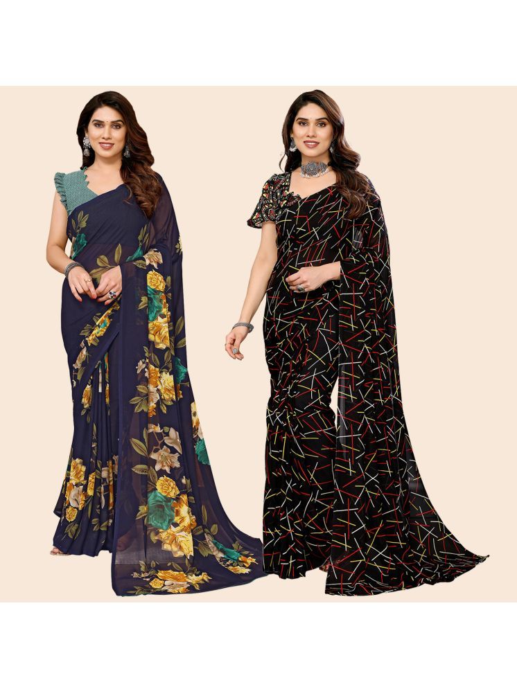     			Kashvi Sarees Pack of 2 Georgette Printed Saree With Blouse Piece ( Multicolor )