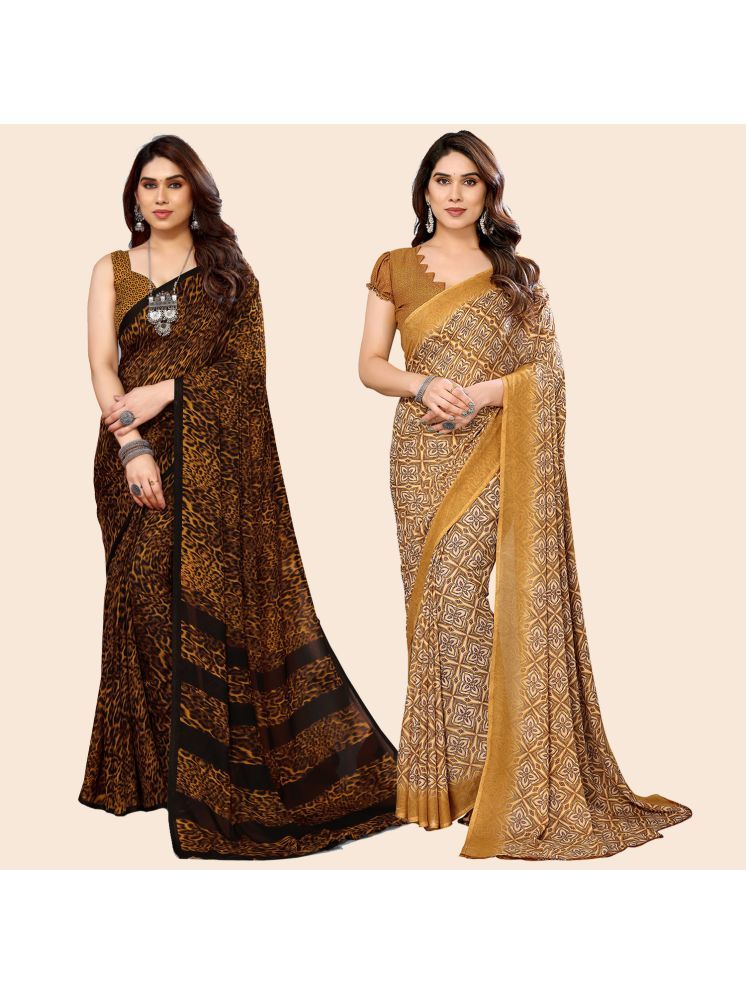     			Kashvi Sarees Pack of 2 Georgette Printed Saree With Blouse Piece ( Multicolor )