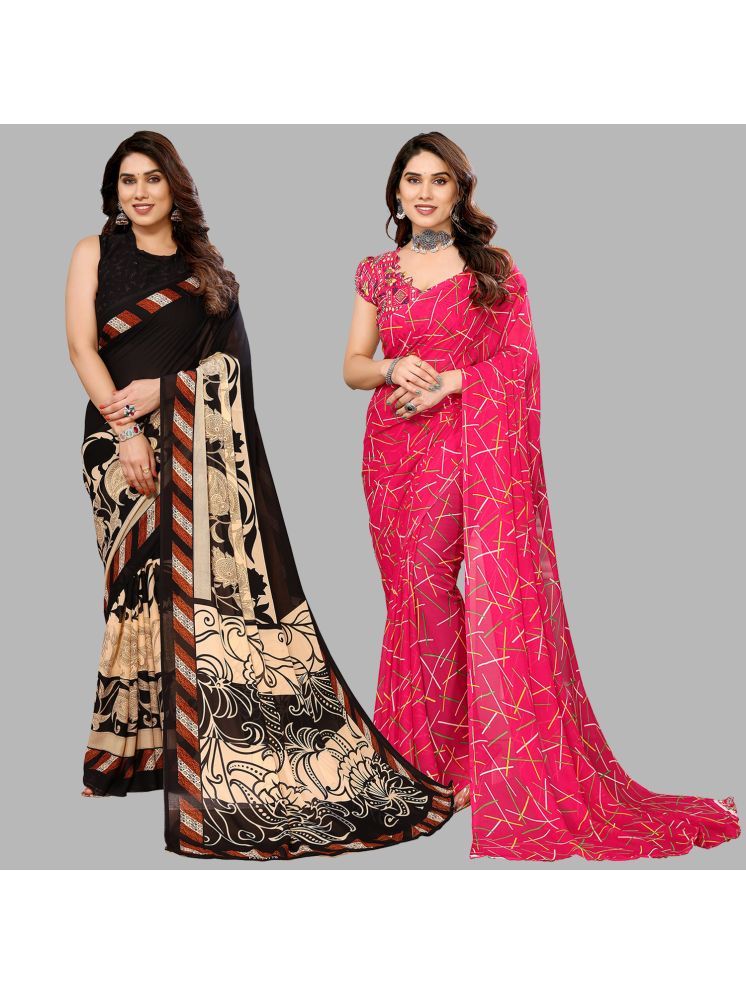     			Kashvi Sarees Pack of 2 Georgette Printed Saree With Blouse Piece ( Multicolor )