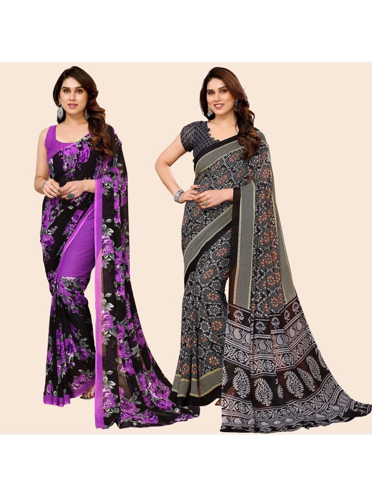     			Kashvi Sarees Pack of 2 Georgette Printed Saree With Blouse Piece ( Multicolor )