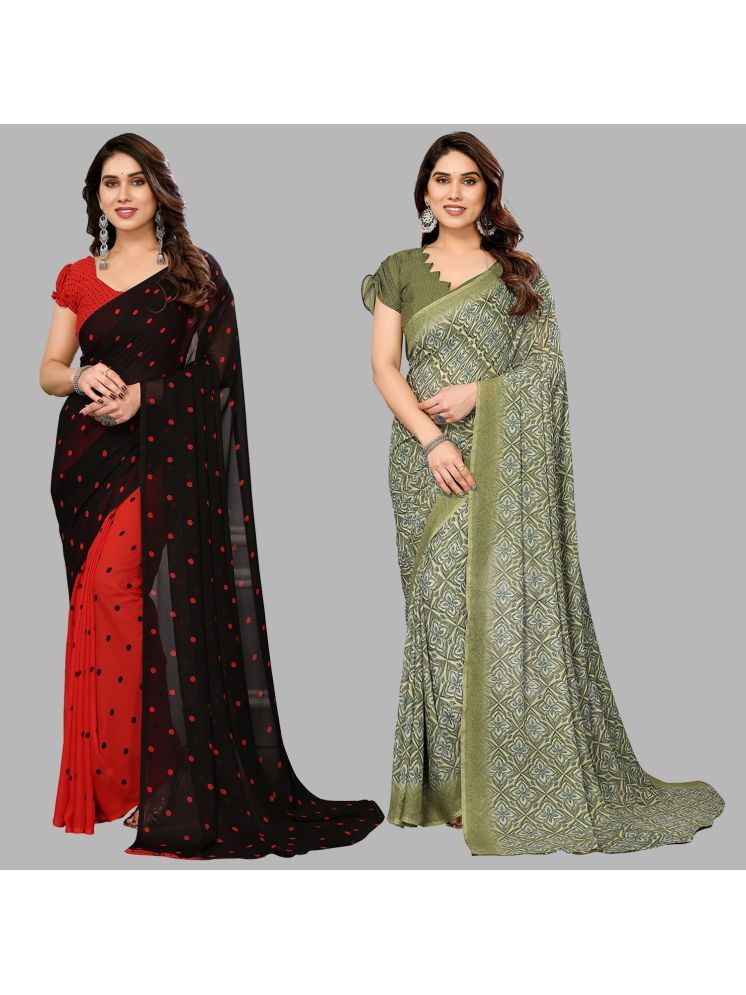     			Kashvi Sarees Pack of 2 Georgette Printed Saree With Blouse Piece ( Multicolor )