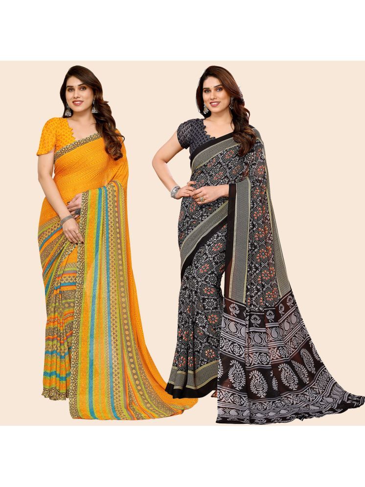     			Kashvi Sarees Pack of 2 Georgette Printed Saree With Blouse Piece ( Multicolor )