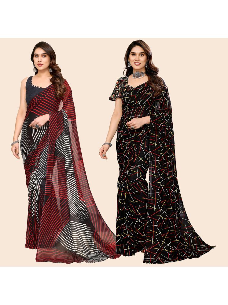     			Kashvi Sarees Pack of 2 Georgette Printed Saree With Blouse Piece ( Multicolor )