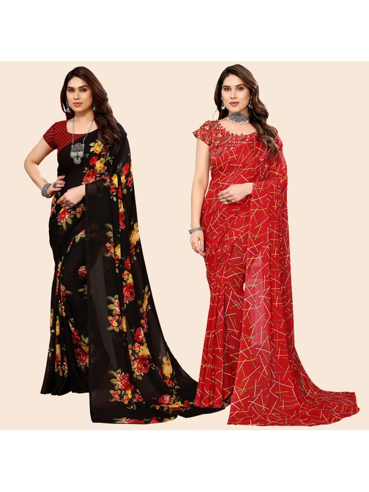     			Kashvi Sarees Pack of 2 Georgette Printed Saree With Blouse Piece ( Multicolor )