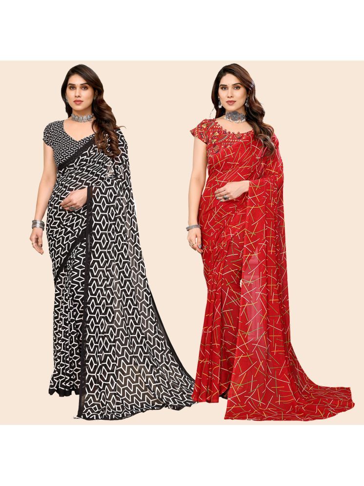     			Kashvi Sarees Pack of 2 Georgette Printed Saree With Blouse Piece ( Multicolor )