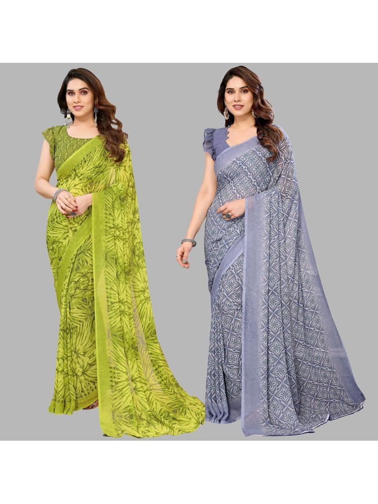     			Kashvi Sarees Pack of 2 Georgette Printed Saree With Blouse Piece ( Multicolor )