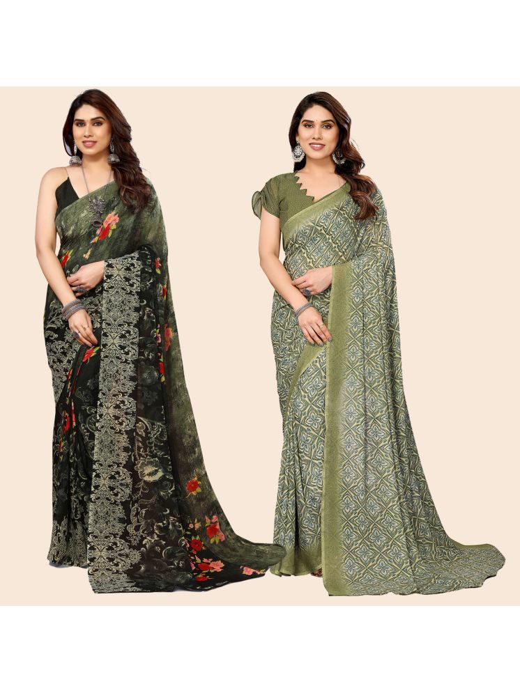     			Kashvi Sarees Pack of 2 Georgette Printed Saree With Blouse Piece ( Multicolor )