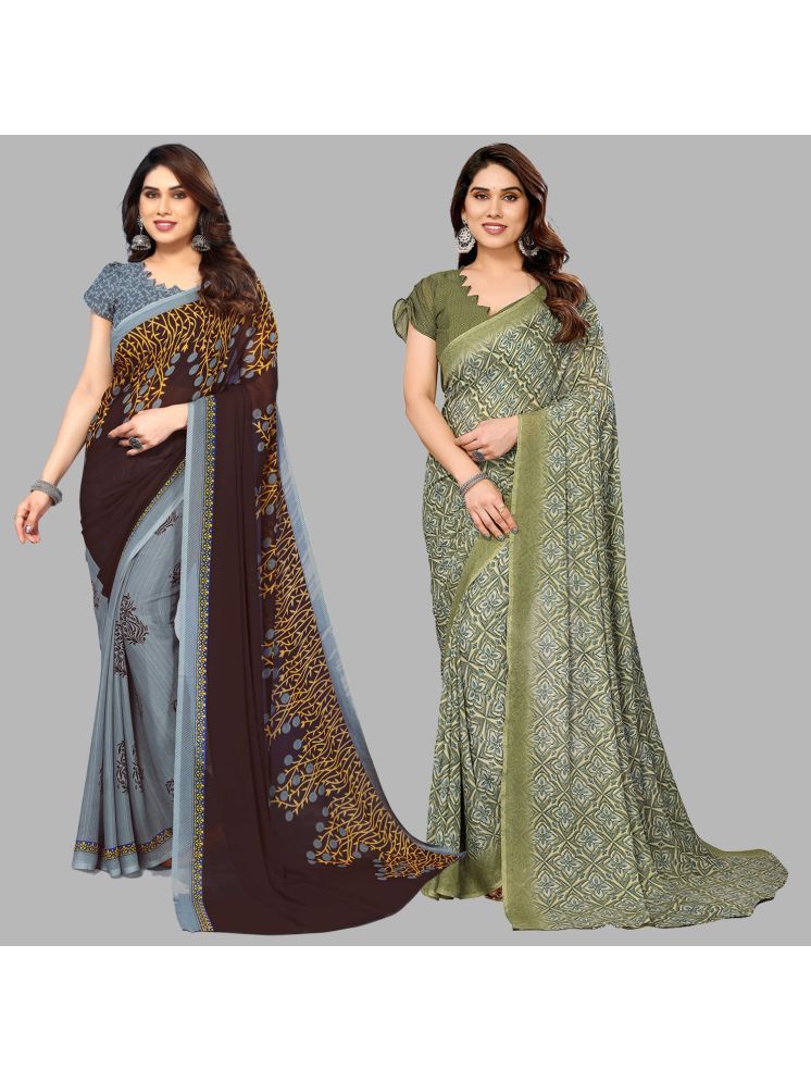     			Kashvi Sarees Pack of 2 Georgette Printed Saree With Blouse Piece ( Multicolor )