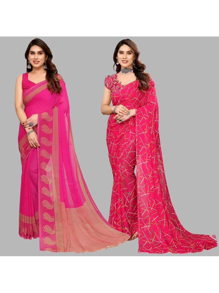     			Kashvi Sarees Pack of 2 Georgette Printed Saree With Blouse Piece ( Multicolor )